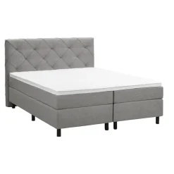 Boxspring Liv geruit - lichtgrijs - 160x200 cm - ronde poot