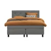 Boxspring Liv geruit - lichtgrijs - 140x200 cm - vierkante poot