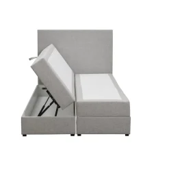 Boxspring met opbergruimte Liv egaal - lichtgrijs - 120x200 cm