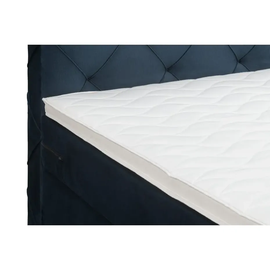 Boxspring met opbergruimte en voetbord Liv geruit - blauw - 180x200cm