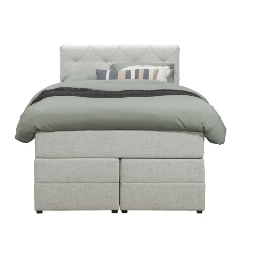 Boxspring met opbergruimte Liv geruit - ecru - 120x200 cm