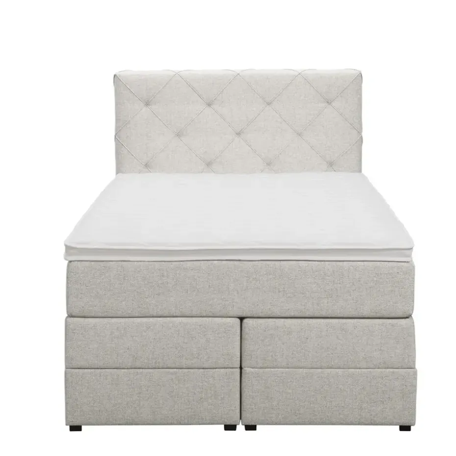 Boxspring met opbergruimte Liv geruit - ecru - 120x200 cm