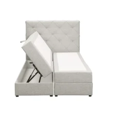 Boxspring met opbergruimte Liv geruit - ecru - 120x200 cm