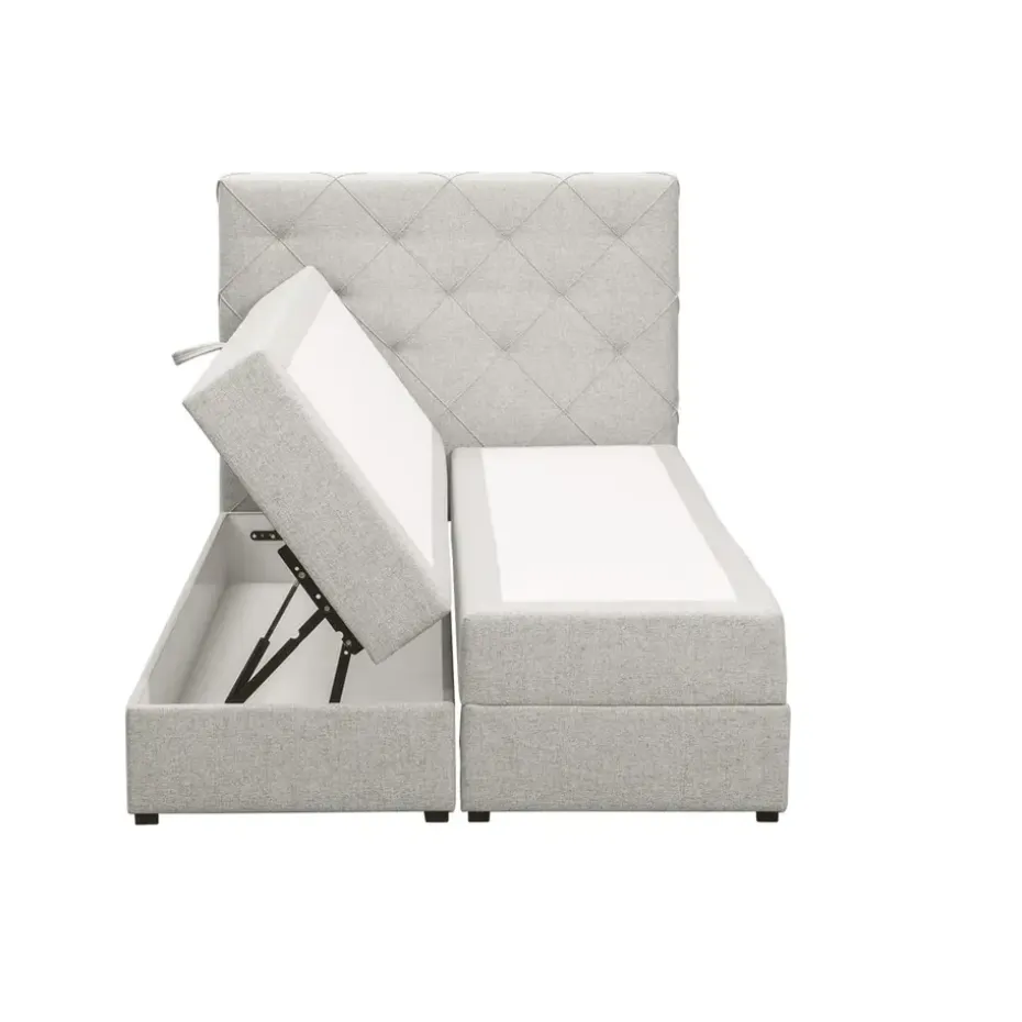 Boxspring met opbergruimte Liv geruit - ecru - 120x200 cm