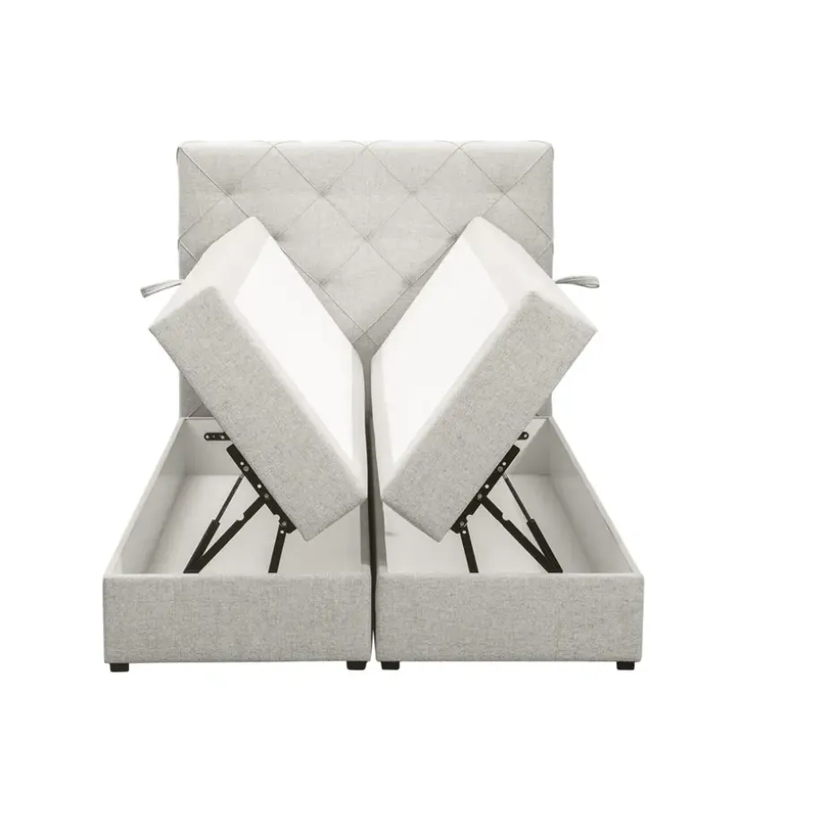 Boxspring met opbergruimte Liv geruit - ecru - 120x200 cm