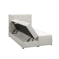 Boxspring met opbergruimte Liv geruit - ecru - 120x200 cm