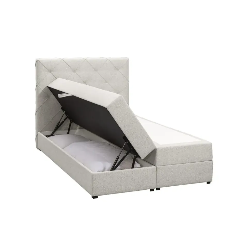 Boxspring met opbergruimte Liv geruit - ecru - 120x200 cm