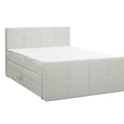 Boxspring met opbergruimte en voetbord Liv geblokt - ecru - 160x200cm