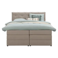 Boxspring met opbergruimte Liv geruit - beige - 160x200 cm