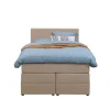 Boxspring met opbergruimte Liv geblokt - beige - 120x200 cm
