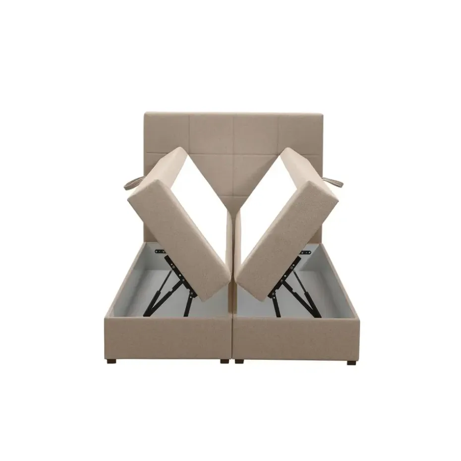 Boxspring met opbergruimte Liv geblokt - beige - 120x200 cm