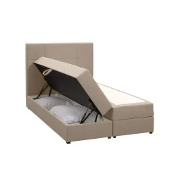 Boxspring met opbergruimte Liv geblokt - beige - 120x200 cm