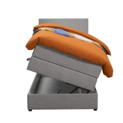 Boxspring met opbergruimte Liv egaal - lichtgrijs - 90x200 cm