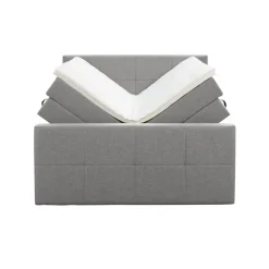 Boxspring met opbergruimte en voetbord Liv geblokt - lichtgrijs - 160x200cm