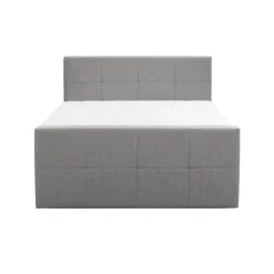 Boxspring met opbergruimte en voetbord Liv geblokt - lichtgrijs - 160x200cm