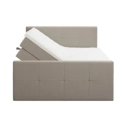 Boxspring met opbergruimte en voetbord Liv geblokt - beige - 180x200cm