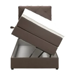 Boxspring met opbergruimte Liv geruit - donkerbruin - 90x200 cm