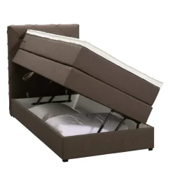Boxspring met opbergruimte Liv geruit - donkerbruin - 90x200 cm