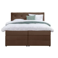 Boxspring met opbergruimte Liv geruit - bruin - 180x200 cm