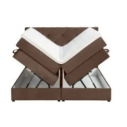 Boxspring met opbergruimte Liv geruit - bruin - 180x200 cm