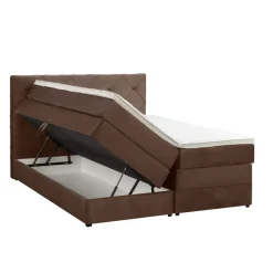 Boxspring met opbergruimte Liv geruit - bruin - 180x200 cm