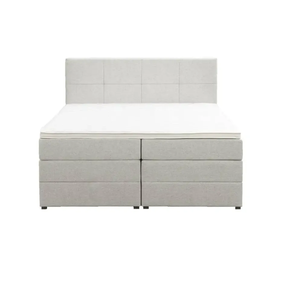 Boxspring met opbergruimte Liv geblokt - ecru - 160x200 cm