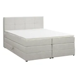 Boxspring met opbergruimte Liv geblokt - ecru - 160x200 cm