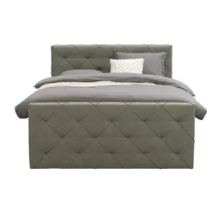 Boxspring met opbergruimte en voetbord Liv geruit - groen - 180x200cm