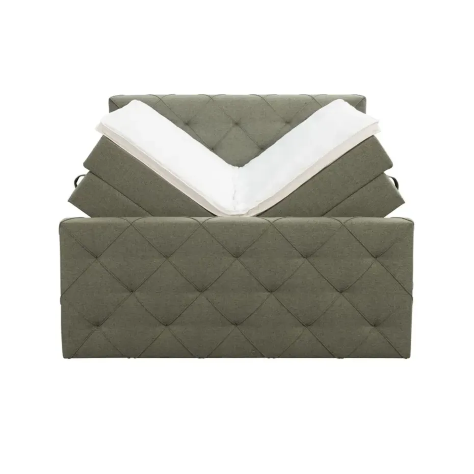Boxspring met opbergruimte en voetbord Liv geruit - groen - 180x200cm
