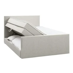 Boxspring met opbergruimte en voetbord Liv egaal - ecru - 180x200cm