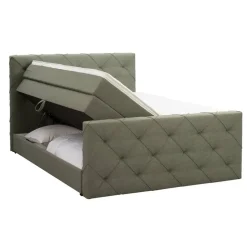 Boxspring met opbergruimte en voetbord Liv geruit - groen - 140x200cm