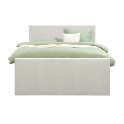 Boxspring met opbergruimte en voetbord Liv egaal - ecru - 160x200cm