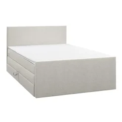 Boxspring met opbergruimte en voetbord Liv egaal - ecru - 160x200cm