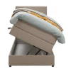Boxspring met opbergruimte Liv geblokt - beige - 90x200 cm