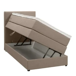 Boxspring met opbergruimte Liv geblokt - beige - 90x200 cm