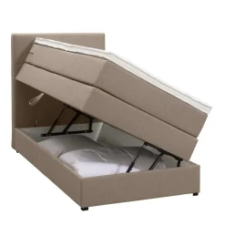 Boxspring met opbergruimte Liv geblokt - beige - 90x200 cm