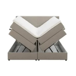 Boxspring met opbergruimte Liv geblokt - beige - 160x200 cm