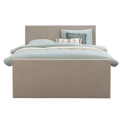 Boxspring met opbergruimte en voetbord Liv egaal - beige - 160x200cm