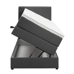 Boxspring met opbergruimte Liv geblokt - antraciet - 90x200 cm