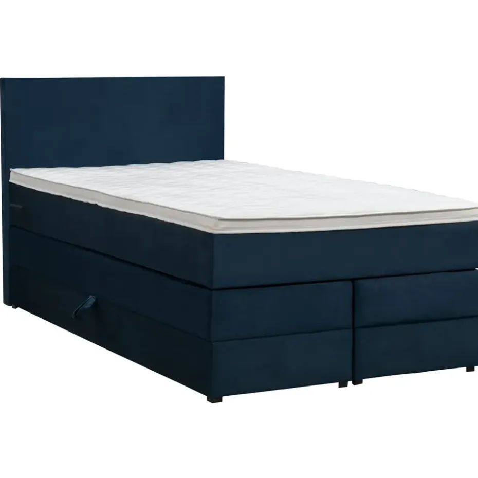 Boxspring met opbergruimte Liv egaal - blauw - 120x200 cm