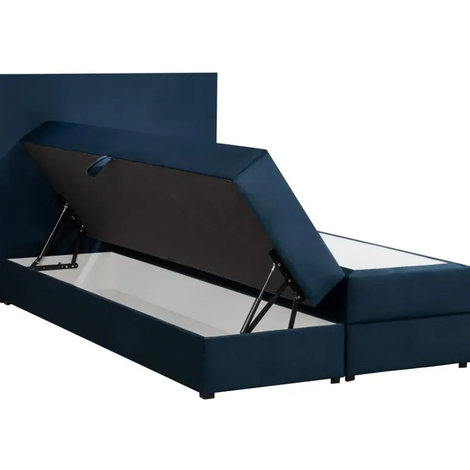 Boxspring met opbergruimte Liv egaal - blauw - 120x200 cm