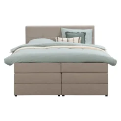 Boxspring met opbergruimte Liv geblokt - beige - 180x200 cm