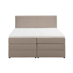 Boxspring met opbergruimte Liv geblokt - beige - 180x200 cm