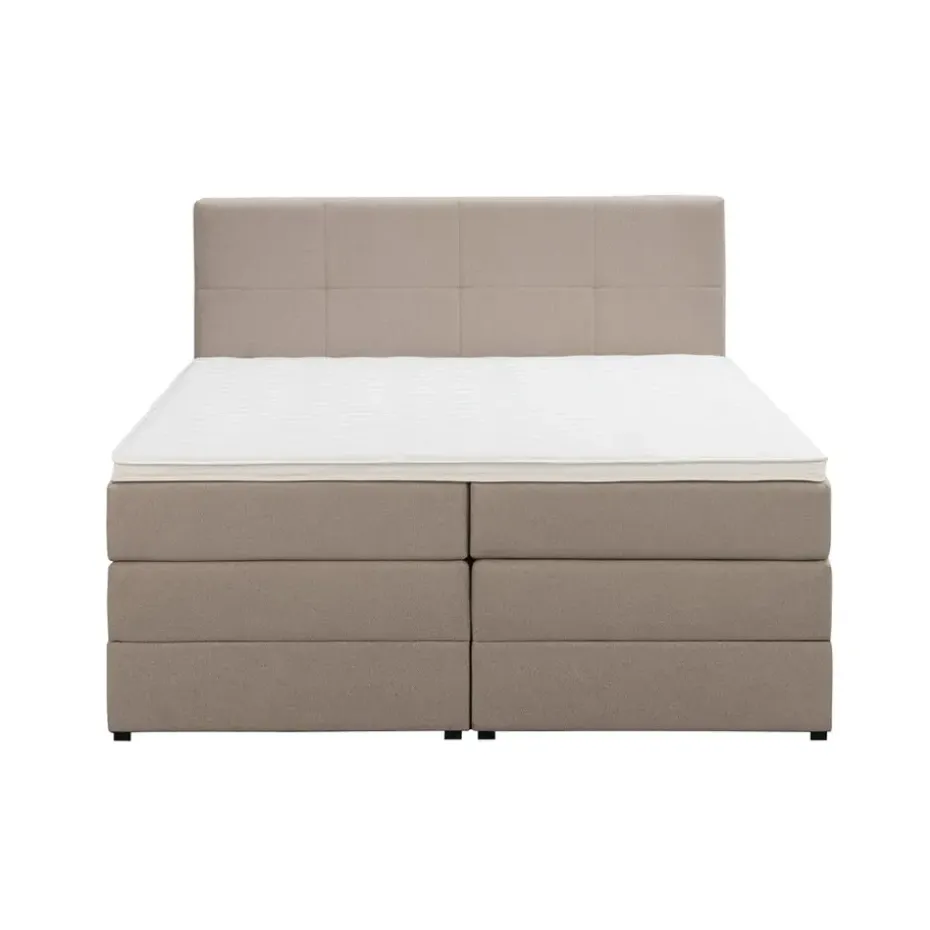 Boxspring met opbergruimte Liv geblokt - beige - 180x200 cm