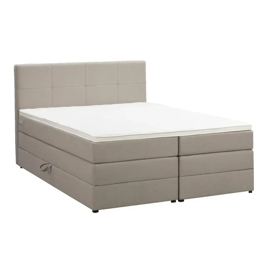 Boxspring met opbergruimte Liv geblokt - beige - 180x200 cm