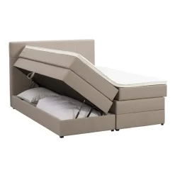 Boxspring met opbergruimte Liv geblokt - beige - 180x200 cm
