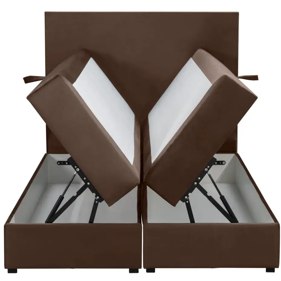 Boxspring met opbergruimte Liv egaal - bruin - 120x200 cm