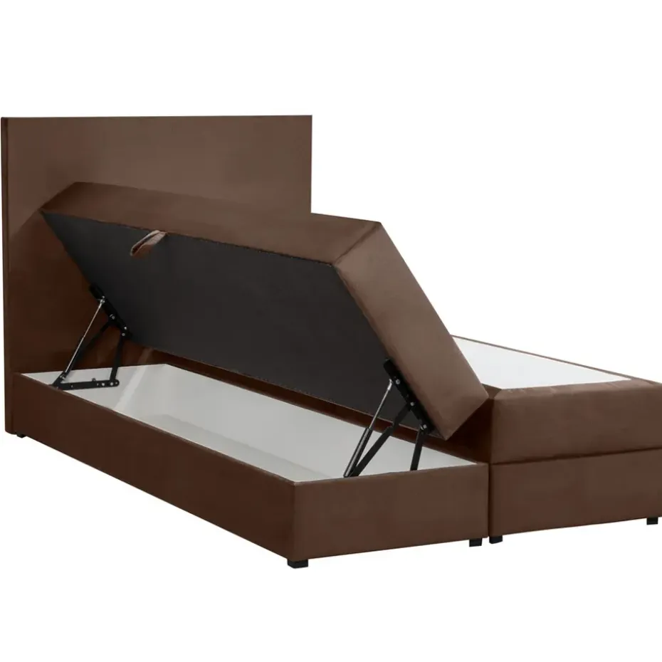 Boxspring met opbergruimte Liv egaal - bruin - 120x200 cm