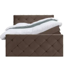 Boxspring met opbergruimte en voetbord Liv geruit - bruin - 180x200cm