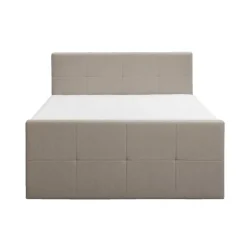 Boxspring met opbergruimte en voetbord Liv geblokt - beige - 160x200cm